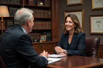 Femme d'affaires discutant avec un notaire dans un bureau
