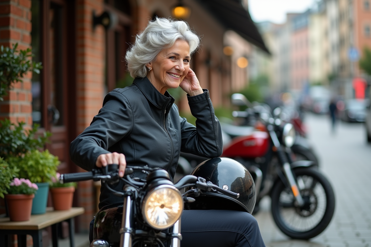 Femme détendue en casque à côté d