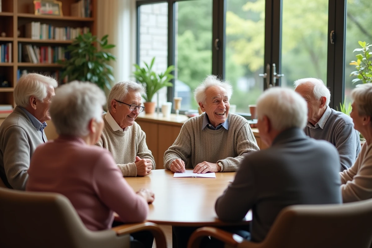 Groupe de seniors participant a une activite collective