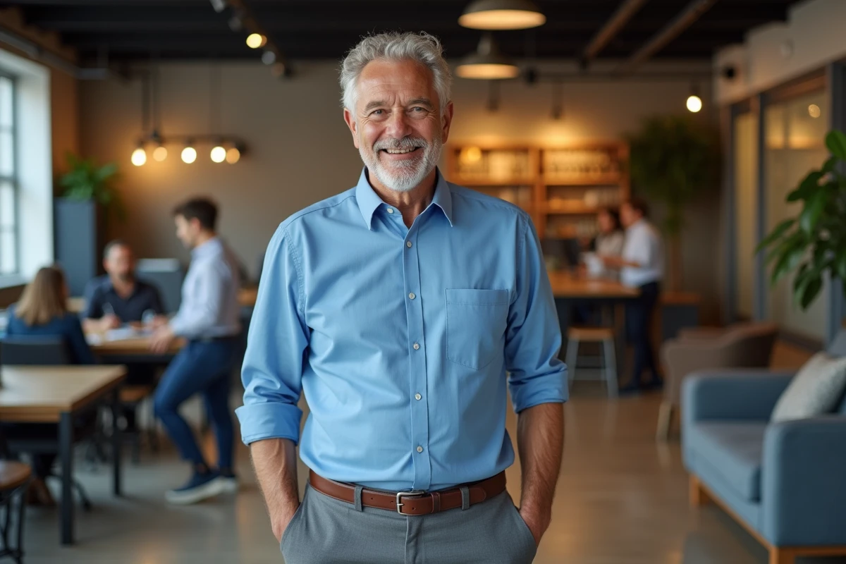 Homme confiant dans un espace de coworking moderne