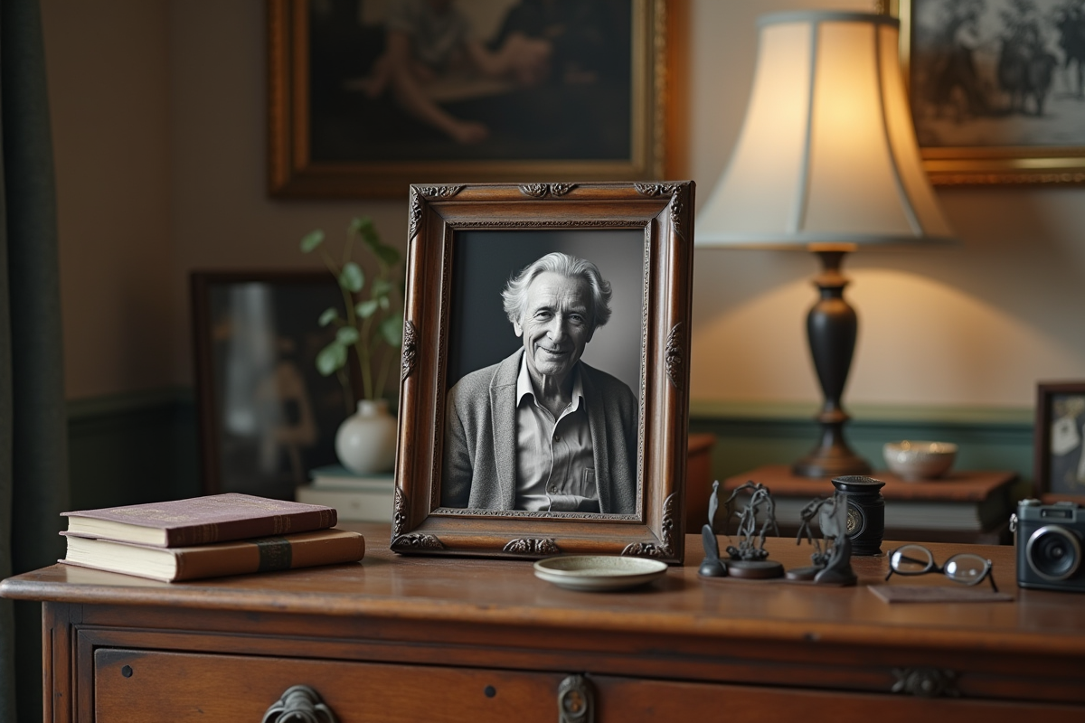 Portrait en noir et blanc dans un cadre vintage