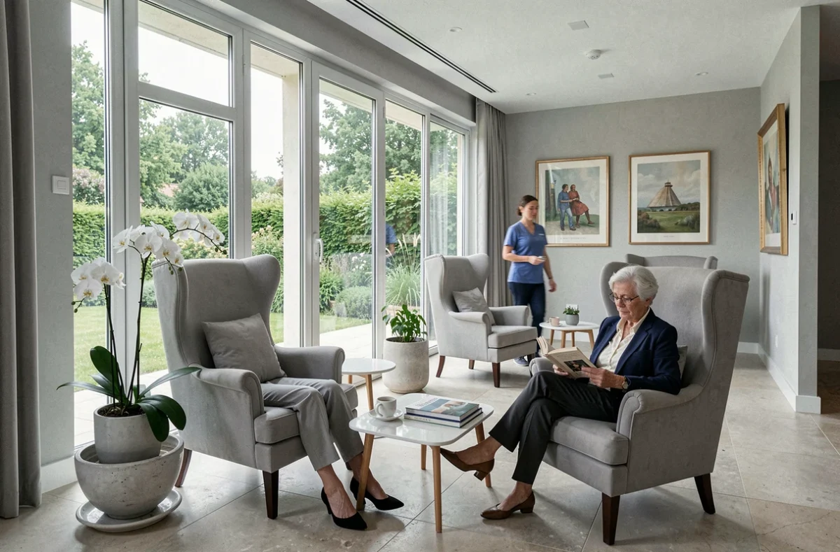 Salon moderne et haut de gamme de la Villa Médicis Dijon Petites-Roches avec résidente élégante